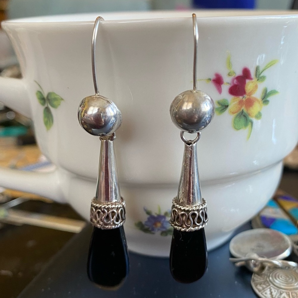 Sterling Silver & Black Onyx Earrings